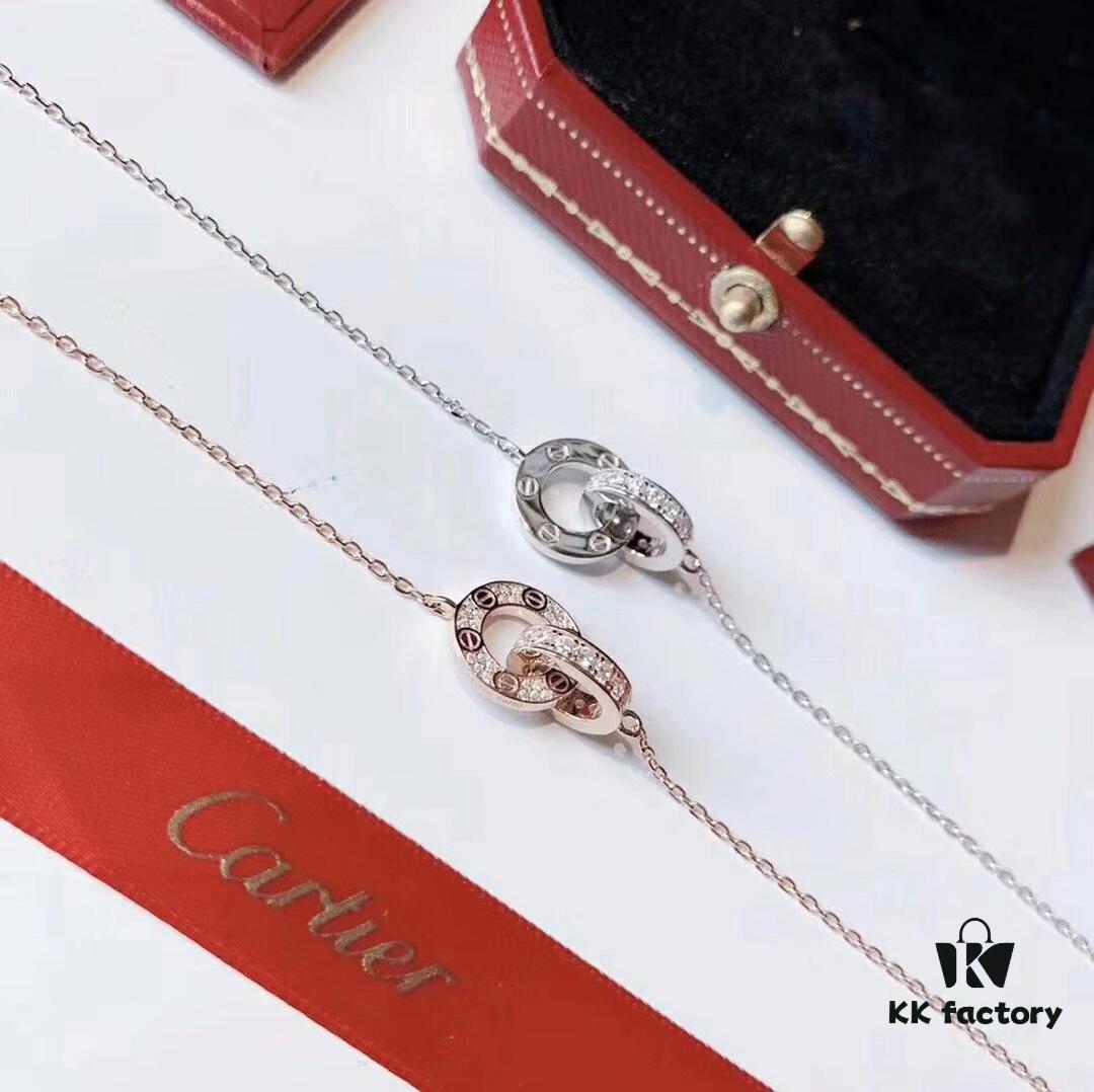 692fd1a699f2d84055c8a022 Cartier LOVE Collection Dual Full Diamond Double-Sided Bracelet, Large and Small Two-Ring Design, CNC Polished with Screw Detail, Premium German S925 Sterling Silver with Thick Gold Plating, Available in Rose Gold and Platinum Finish