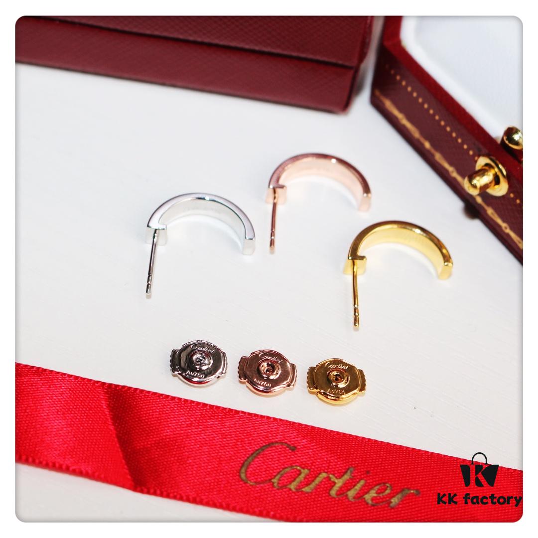 692fd1af99f2d84055c8a039 Cartier Love Earrings Studs, Rose Gold, White Gold, Yellow Gold, Original Saucer Backs, German Imported Silver with Thick Gold Plating