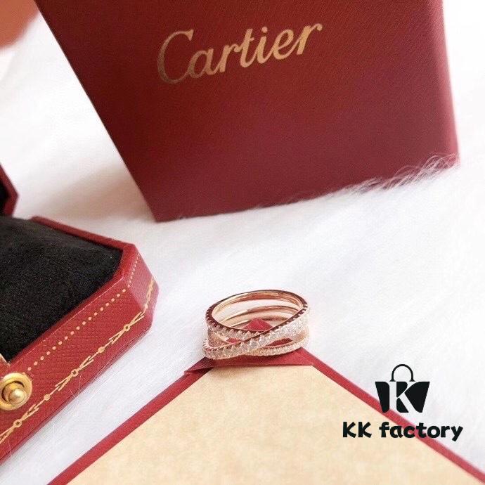 692fd1b599f2d84055c8a048 Cartier 2020 New Arrival Cross Three-Row Diamond Ring, a Timeless Design, Simple and Elegant, Versatile and Sophisticated, Crafted with Premium German Imported S925 Sterling Silver Plated with Thick Gold