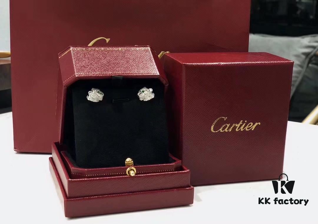 692fd1b899f2d84055c8a04d Cartier Luxury Panther Head Stud Earrings, Clip-on Design, Elegant and Noble, Classic Aristocratic Style, Fully Paved with AAAA Sparkling Cubic Zirconia, 18K Gold Plated Finish