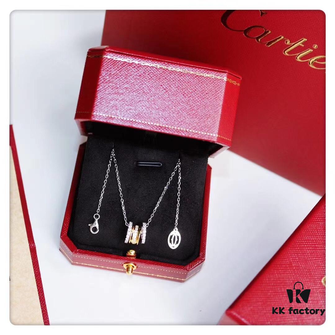 692fd1c499f2d84055c8a06c Cartier-style Classic Three-Ring Adjustable Necklace S925 Sterling Silver Plated 18K Real Gold with Imported Simulated Diamonds, Luxury Dual-Tone Plating, Detachable for Versatile Styling