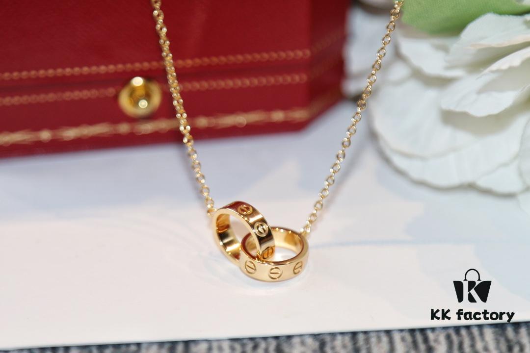 692fd1cd99f2d84055c8a085 Classic Bestseller CARTIER Love Series Double Ring Necklace CNC Precision Crafted Plated Gold Tone