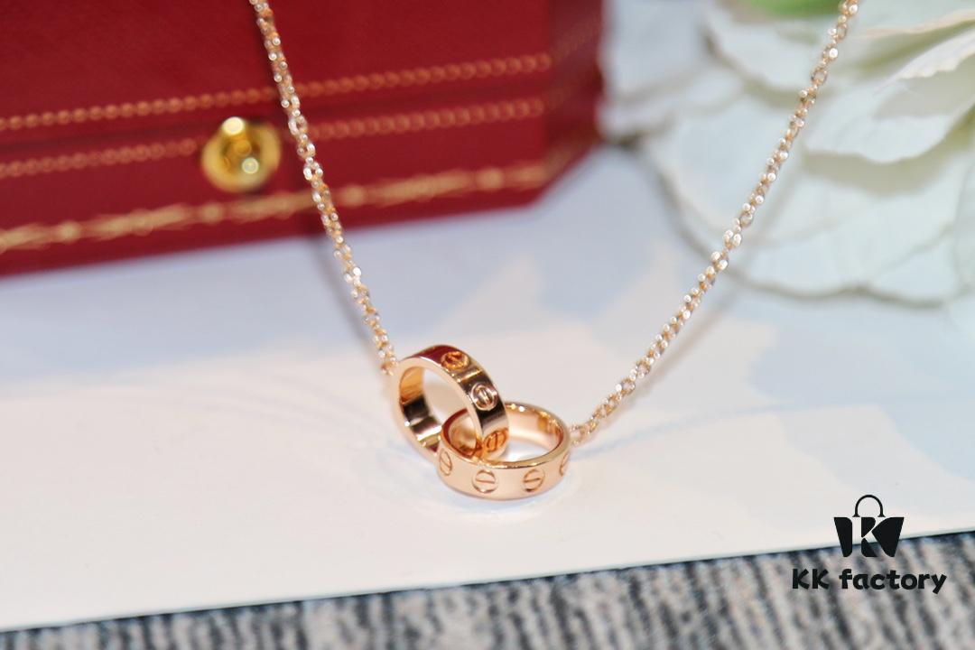 692fd1cd99f2d84055c8a087 Classic Bestseller CARTIER Love Series Double Ring Necklace CNC Precision Crafted Plated Gold Tone