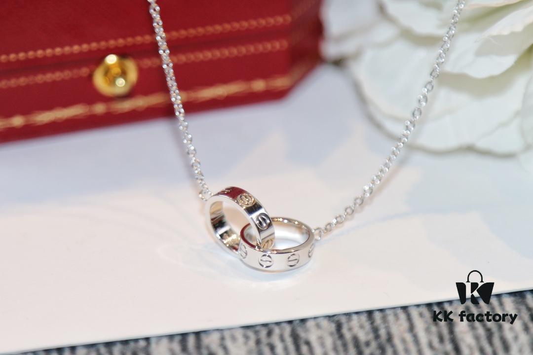 692fd1ce99f2d84055c8a08a Classic Bestseller CARTIER Love Series Double Ring Necklace CNC Precision Crafted Plated Gold Tone