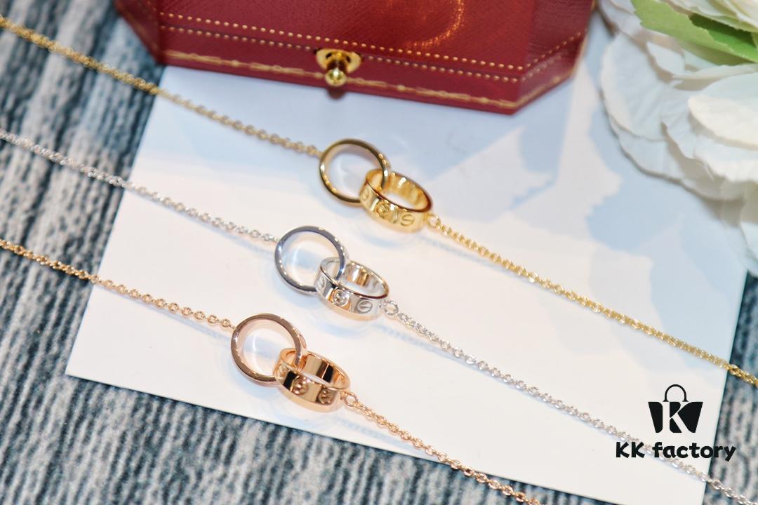 692fd1cf99f2d84055c8a08b Classic Bestseller CARTIER Love Series Double Ring Necklace CNC Precision Crafted Plated Gold Tone