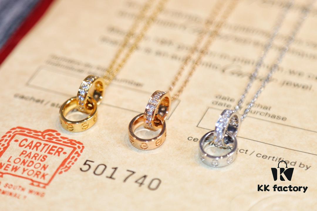 692fd1d099f2d84055c8a08d Classic Bestseller - CNC Precision Crafted CARTIER LOVE Series Diamond Double Ring Necklace