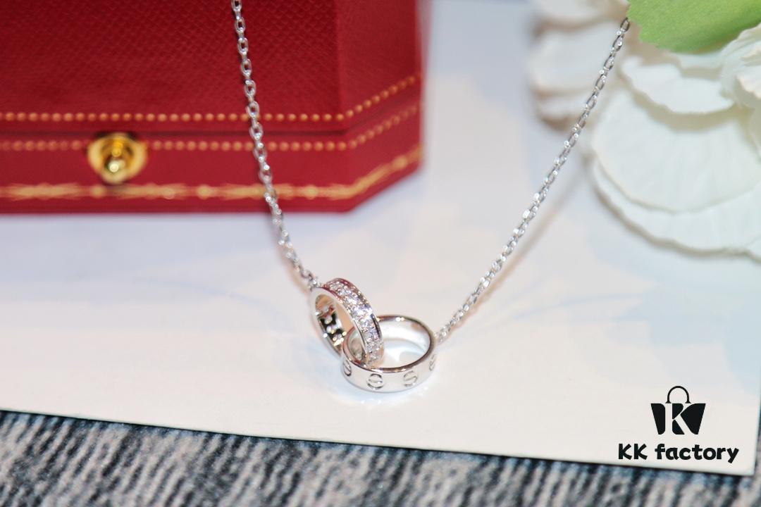 692fd1d199f2d84055c8a08e Classic Bestseller - CNC Precision Crafted CARTIER LOVE Series Diamond Double Ring Necklace