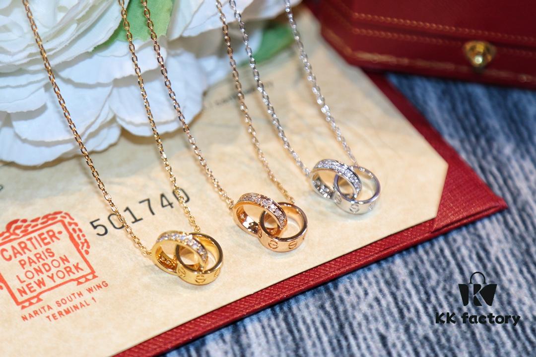 692fd1d199f2d84055c8a08f Classic Bestseller - CNC Precision Crafted CARTIER LOVE Series Diamond Double Ring Necklace