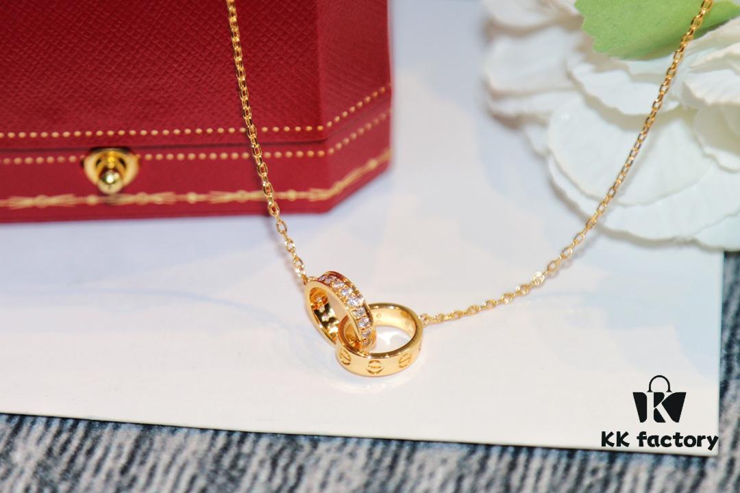 692fd1d199f2d84055c8a090 Classic Bestseller - CNC Precision Crafted CARTIER LOVE Series Diamond Double Ring Necklace