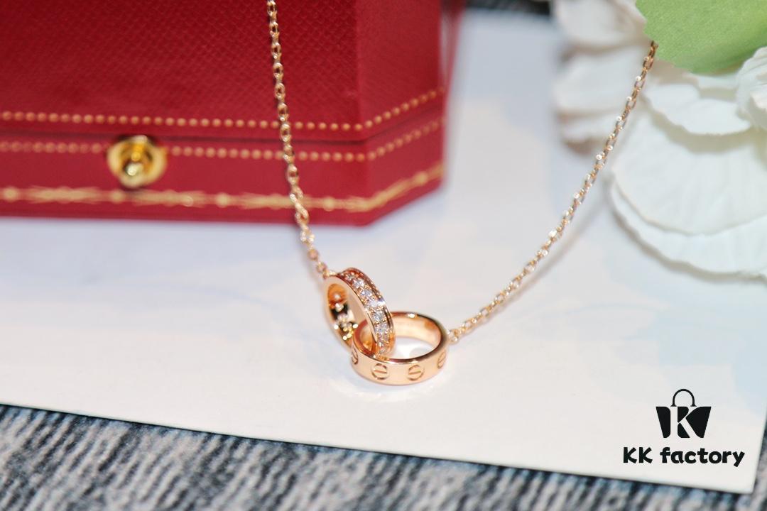 692fd1d199f2d84055c8a093 Classic Bestseller - CNC Precision Crafted CARTIER LOVE Series Diamond Double Ring Necklace