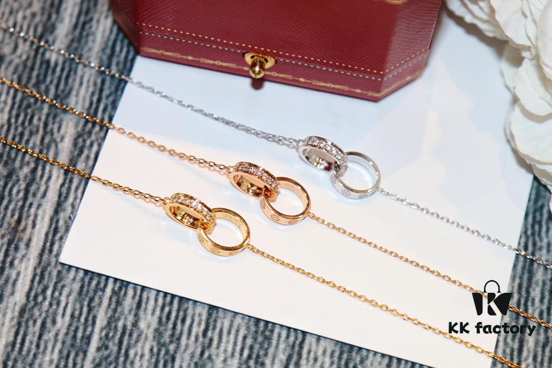 692fd1d199f2d84055c8a094 Classic Bestseller - CNC Precision Crafted CARTIER LOVE Series Diamond Double Ring Necklace