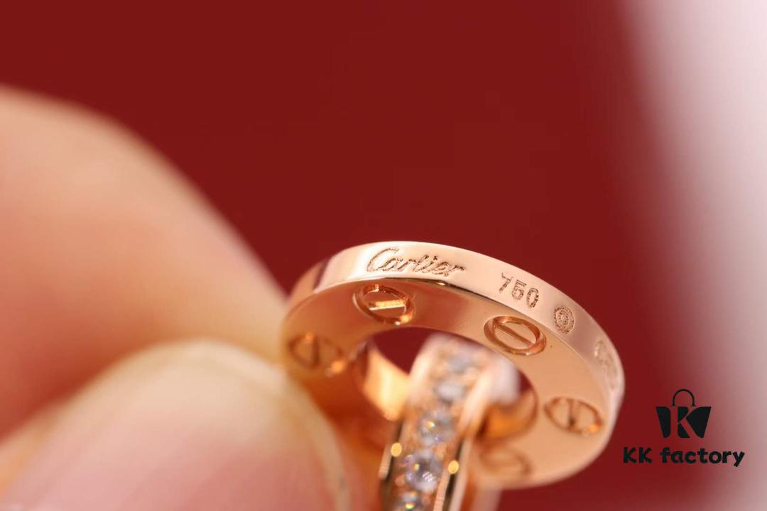 692fd1d399f2d84055c8a096 New Arrival 💗 Cartier Rose Gold Double Ring Full Diamond Round Pendant Necklace