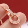 692fd1d399f2d84055c8a098 New Arrival 💗 Cartier Rose Gold Double Ring Full Diamond Round Pendant Necklace