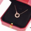 692fd1d499f2d84055c8a09d New Arrival 💗 Cartier Rose Gold Double Ring Full Diamond Round Pendant Necklace