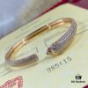 692fd1f099f2d84055c8a0ea New Arrival V Gold Plated with Mimi Gold CNC Hand-Set Diamond Cartier Style Slim Half-Pave Panther Bracelet, Size 16.17