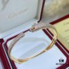 692fd1f299f2d84055c8a0ef New Arrival V Gold Plated with Mimi Gold CNC Hand-Set Diamond Cartier Style Slim Half-Pave Panther Bracelet, Size 16.17