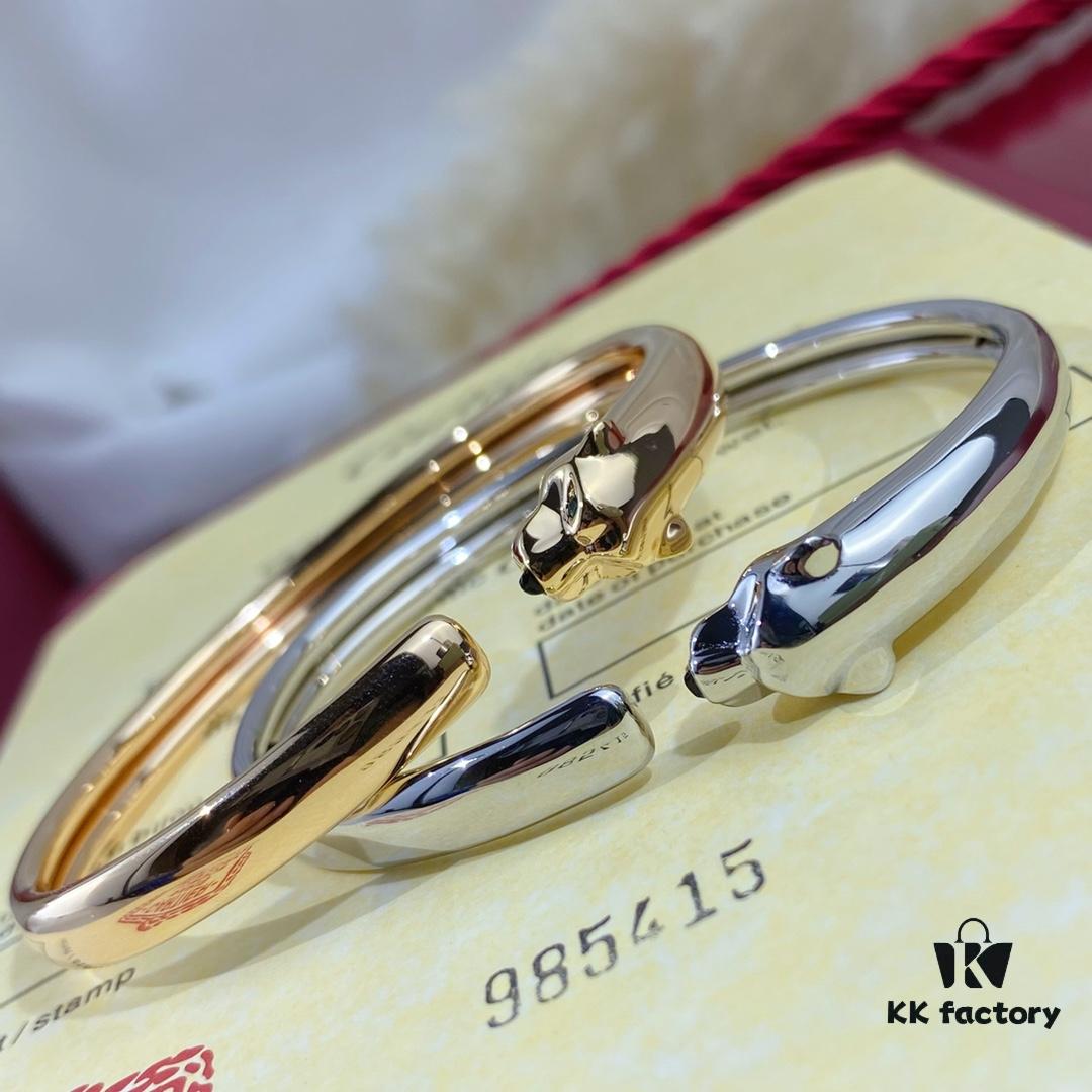 692fd1f499f2d84055c8a0f4 New Arrival V Gold Plated 18K Mimetic Gold CNC Hand-Set Diamond Cartier Thin Smooth Leopard Bangle, Ultra Thick and Imposing Leopard Design, Unisex Couple Bracelet