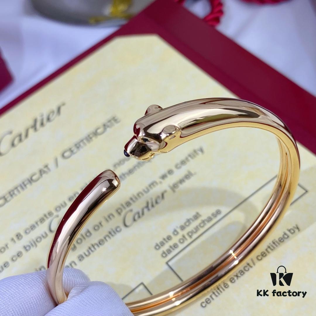 692fd1f499f2d84055c8a0f6 New Arrival V Gold Plated 18K Mimetic Gold CNC Hand-Set Diamond Cartier Thin Smooth Leopard Bangle, Ultra Thick and Imposing Leopard Design, Unisex Couple Bracelet