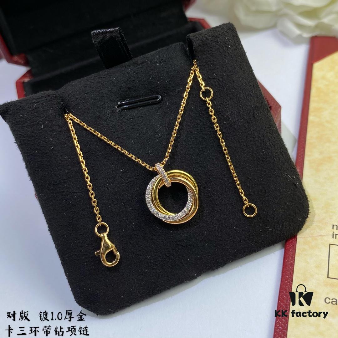 692fd1f799f2d84055c8a0fe V Gold Cartier Small Three-Ring Diamond Necklace