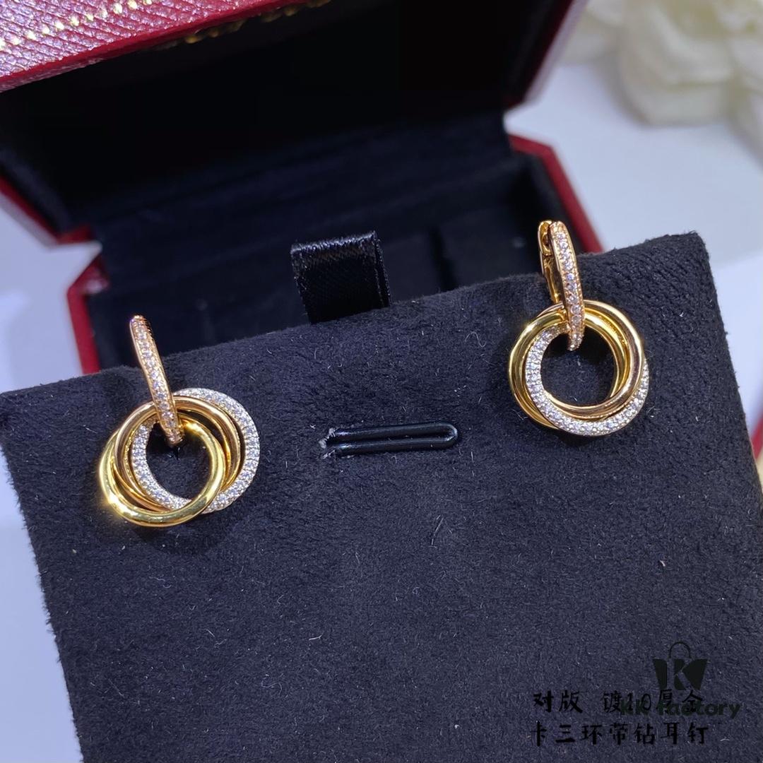 692fd1fb99f2d84055c8a107 Cartier Small Triple Ring Diamond Stud Earrings, Another Classic Design, Embracing Symmetrical Beauty with Elegant and Refined Craftsmanship