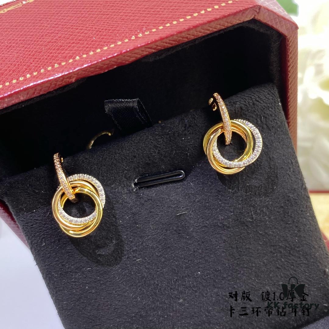 692fd1fc99f2d84055c8a10b Cartier Small Triple Ring Diamond Stud Earrings, Another Classic Design, Embracing Symmetrical Beauty with Elegant and Refined Craftsmanship