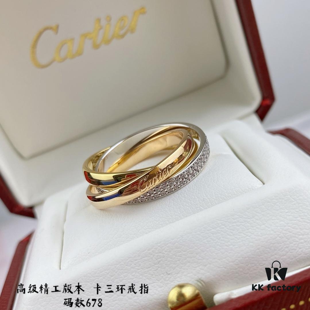 692fd21e99f2d84055c8a14f V Gold Material Cartier Trinity Ring 💍 A Classic Diamond Ring Embracing Symmetrical Elegance