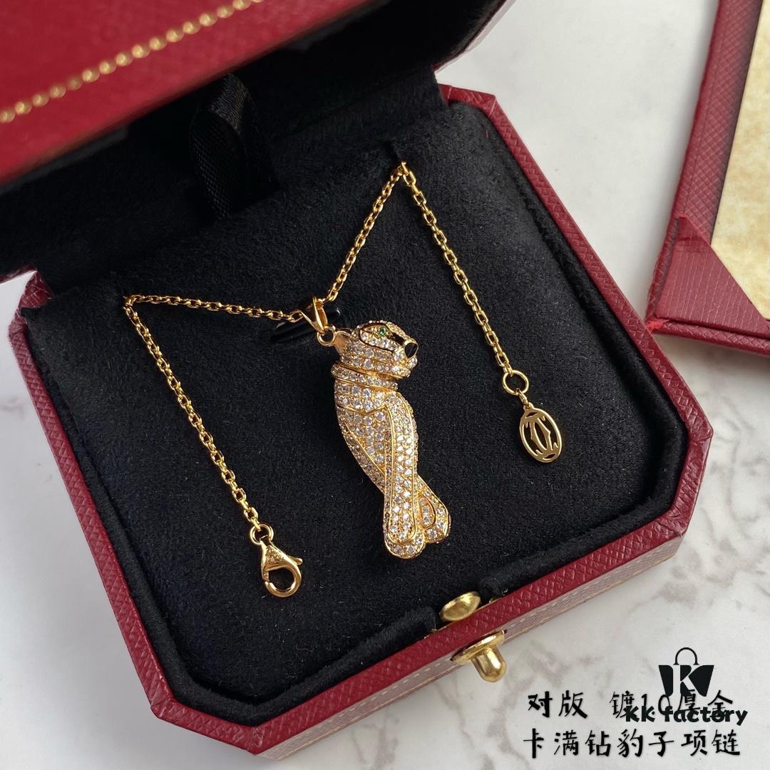 692fd22399f2d84055c8a159 New V Gold Plated 15513240 CNC Cartier Panthere Necklace, Ultra Thick and Bold Panther Design, Unisex Couple's Style