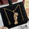 692fd22599f2d84055c8a15c New V Gold Plated 15513240 CNC Cartier Panthere Necklace, Ultra Thick and Bold Panther Design, Unisex Couple's Style