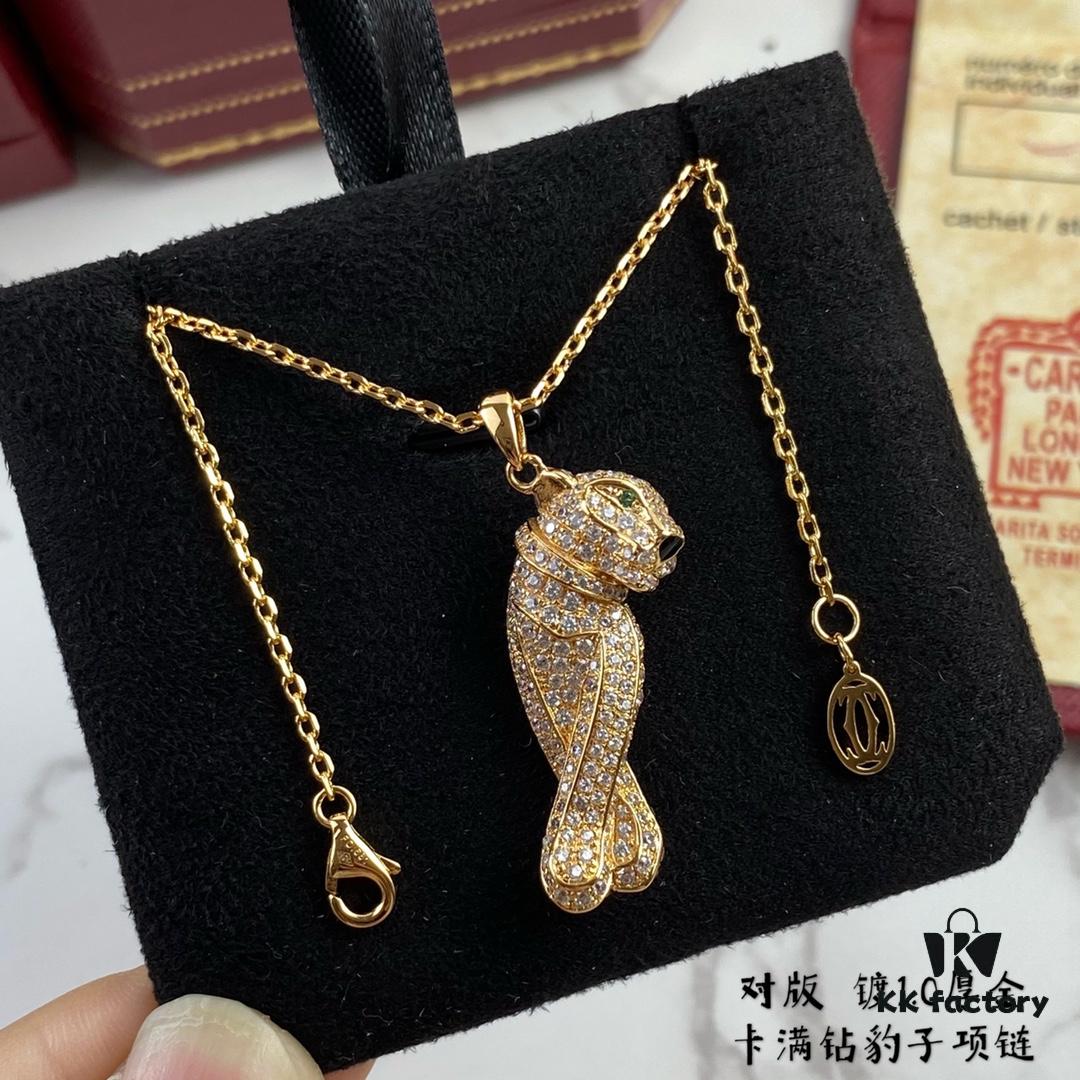 692fd22599f2d84055c8a15c New V Gold Plated 15513240 CNC Cartier Panthere Necklace, Ultra Thick and Bold Panther Design, Unisex Couple's Style