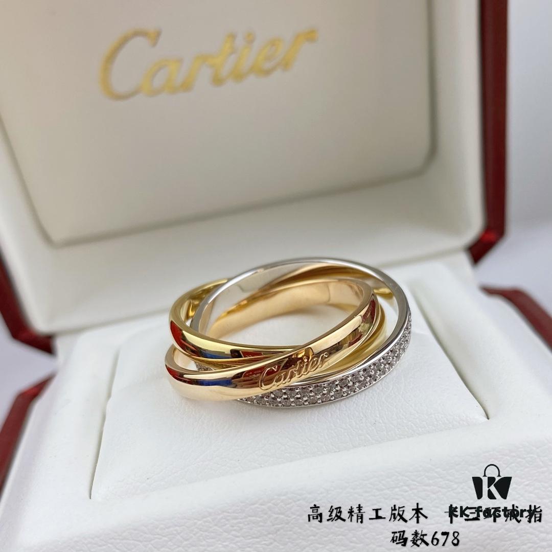692fd23399f2d84055c8a17c V Gold Material Cartier Trinity Ring 💍 A Classic Diamond Ring Embracing Symmetrical Elegance
