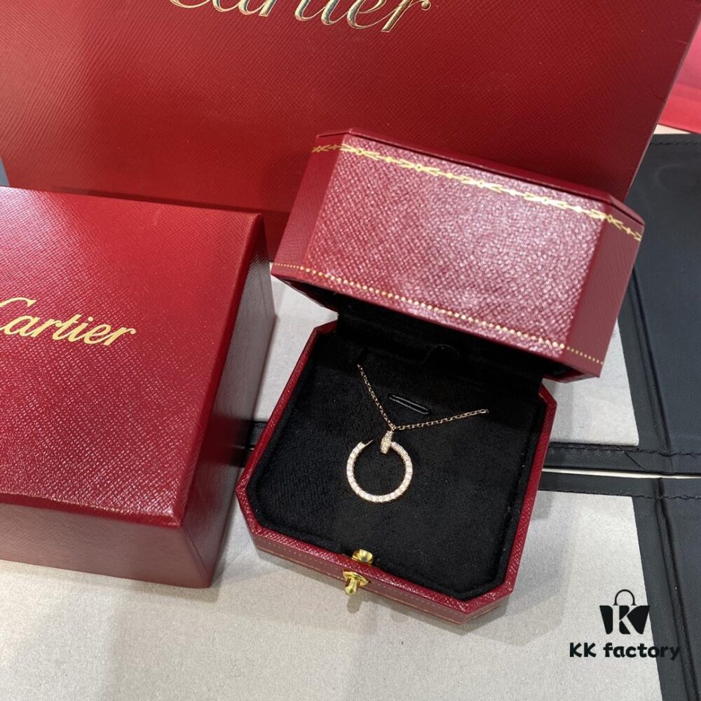 692fd23799f2d84055c8a182 Cartier Nail Necklace with Diamonds, Double-Sided Design, Handcrafted with Precision CNC and Micro-Pave 'Swallowtail' Setting, V-Gold Plated, Imported Zirconia Stones, Available in Silver and Rose Gold