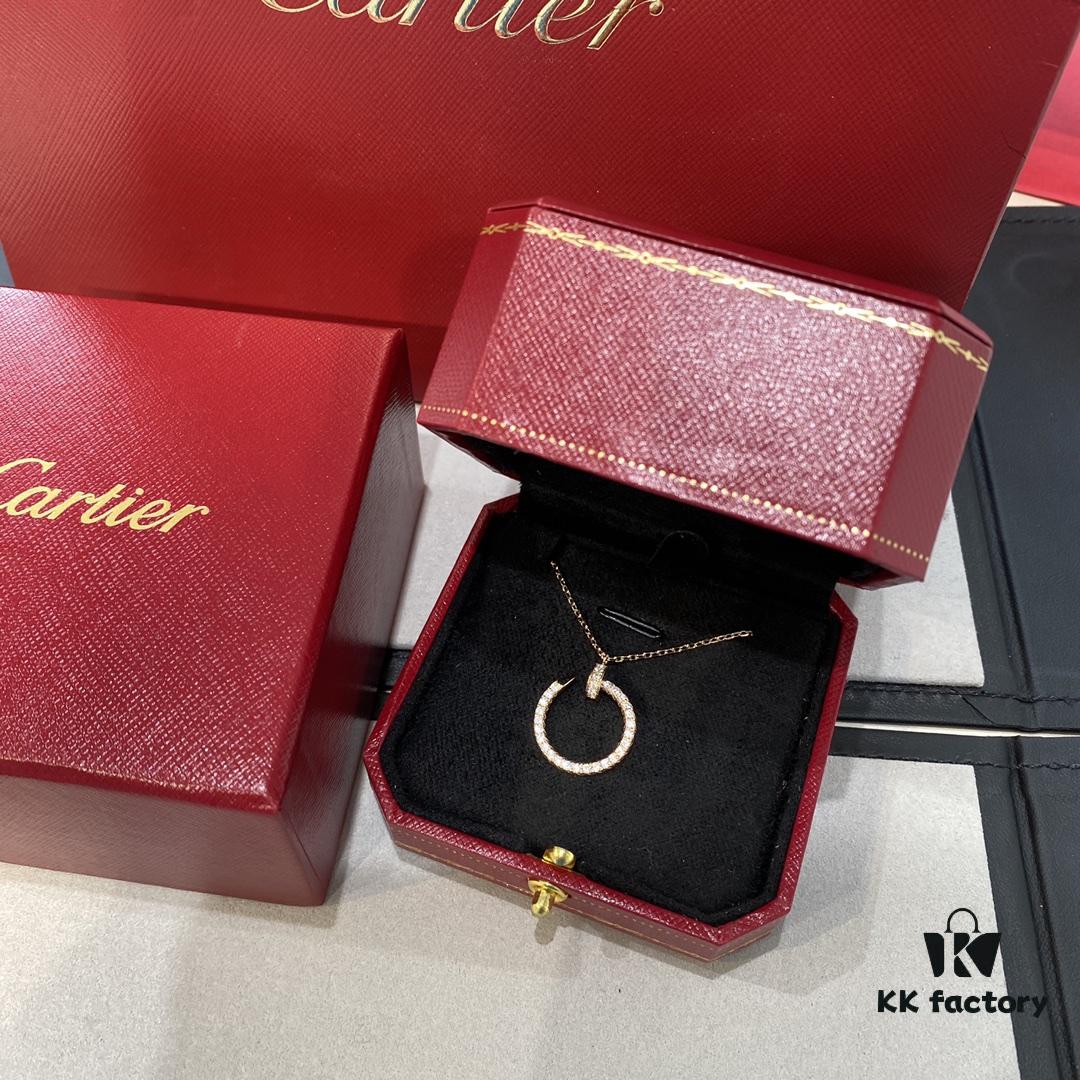 692fd23799f2d84055c8a182 Cartier Nail Necklace with Diamonds, Double-Sided Design, Handcrafted with Precision CNC and Micro-Pave 'Swallowtail' Setting, V-Gold Plated, Imported Zirconia Stones, Available in Silver and Rose Gold