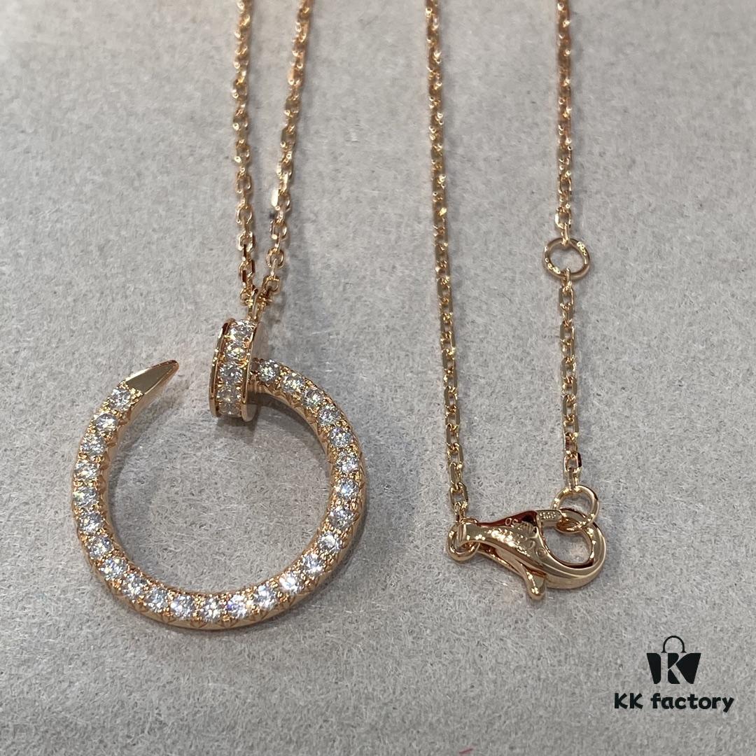 692fd23799f2d84055c8a183 Cartier Nail Necklace with Diamonds, Double-Sided Design, Handcrafted with Precision CNC and Micro-Pave 'Swallowtail' Setting, V-Gold Plated, Imported Zirconia Stones, Available in Silver and Rose Gold