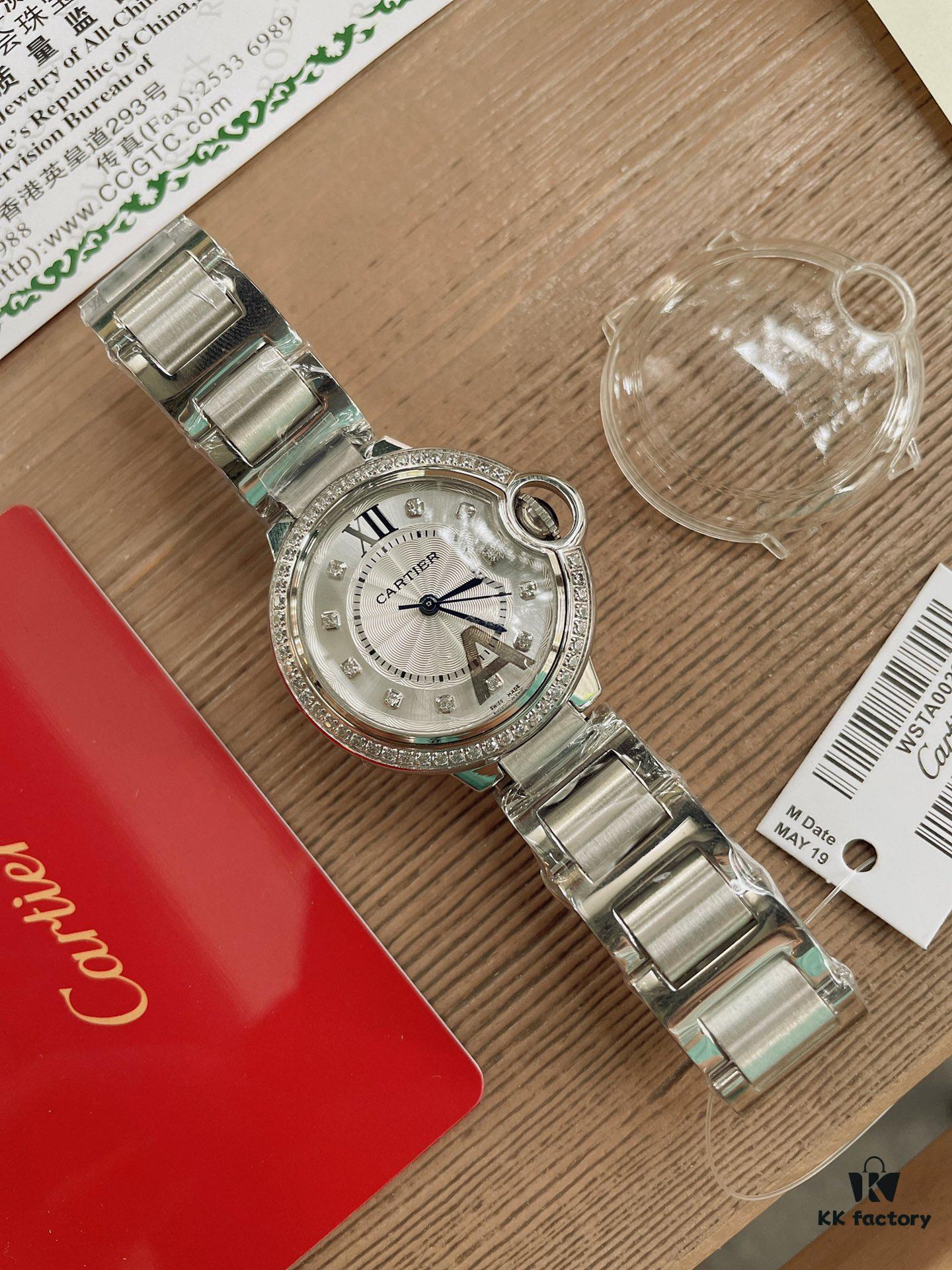 692fd24999f2d84055c8a1a9 Cartier Classic Blue Balloon, Manta Ray Glass with Domed Curved Case, Guilloché Dial, Sword-Shaped Hands, Imported Ceramic Strap Paired with 316 Stainless Steel, 33mm Size