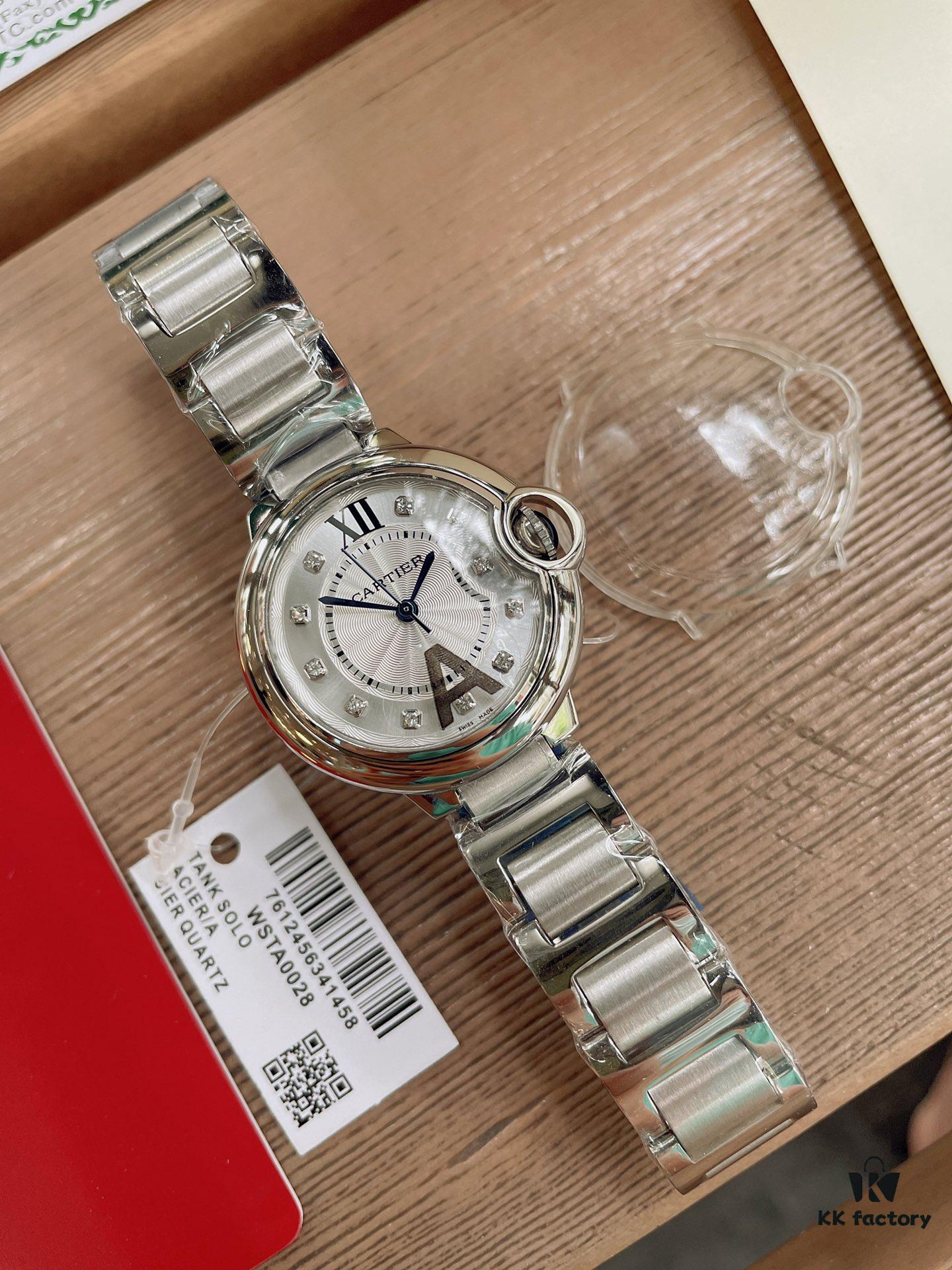 692fd24d99f2d84055c8a1b0 Cartier Classic Blue Balloon, Merman Glass Domed Curved Case, Guilloché Dial, Sword-Shaped Hands, Imported Ceramic Strap Paired with 316 Stainless Steel, 33mm Size