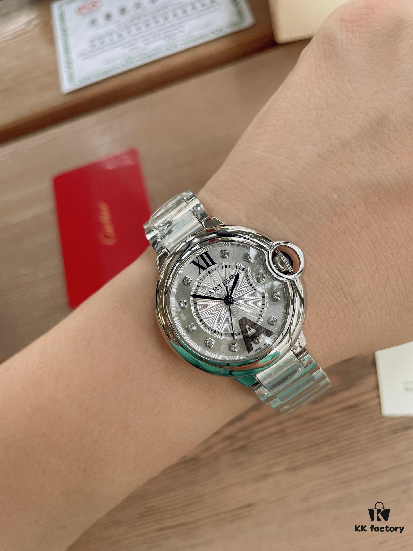 692fd24d99f2d84055c8a1b1 Cartier Classic Blue Balloon, Merman Glass Domed Curved Case, Guilloché Dial, Sword-Shaped Hands, Imported Ceramic Strap Paired with 316 Stainless Steel, 33mm Size