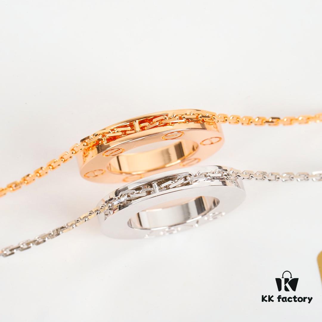 692fd26599f2d84055c8a1d9 Homage to Classic Cartier Ca@tier Smooth Three-Diamond Six-Diamond Version Big Flat Necklace, Reversible Wear, Real Photos Showcasing Authentic Details