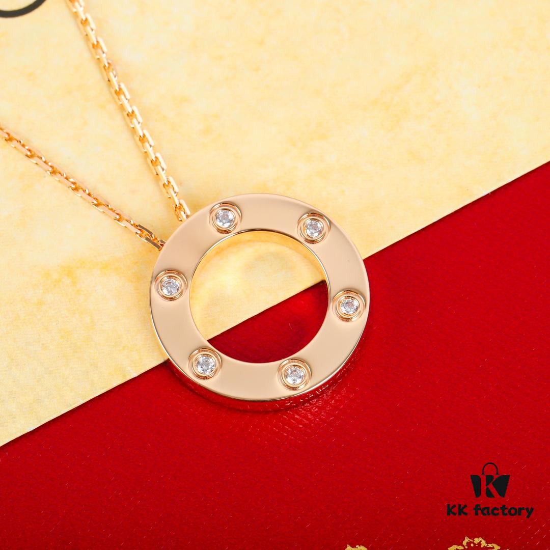 692fd26a99f2d84055c8a1e5 Homage to the Classic Cartier Ca@tier Smooth Three-Diamond and Six-Diamond Version Large Round Necklace, Reversible Wear, Real Photos Showcasing Authentic Details