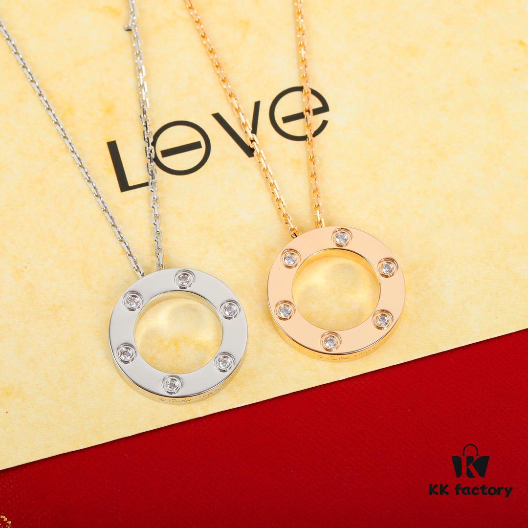 692fd26a99f2d84055c8a1e6 Homage to the Classic Cartier Ca@tier Smooth Three-Diamond and Six-Diamond Version Large Round Necklace, Reversible Wear, Real Photos Showcasing Authentic Details