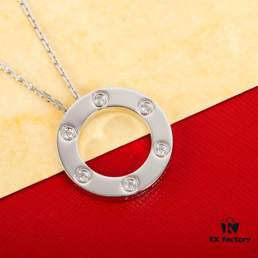 692fd26c99f2d84055c8a1e9 Homage to the Classic Cartier Ca@tier Smooth Three-Diamond and Six-Diamond Version Large Round Necklace, Reversible Wear, Real Photos Showcasing Authentic Details