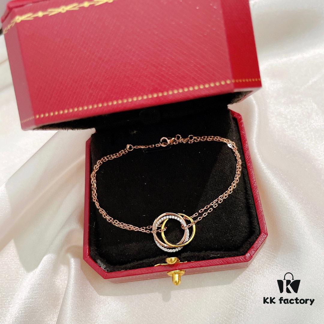 692fd28299f2d84055c8a210 Luxury Custom Cartier 2021 New Triple Ring Series Three-Color Half-Diamond Set in S925 Sterling Silver with Thick Gold Plating
