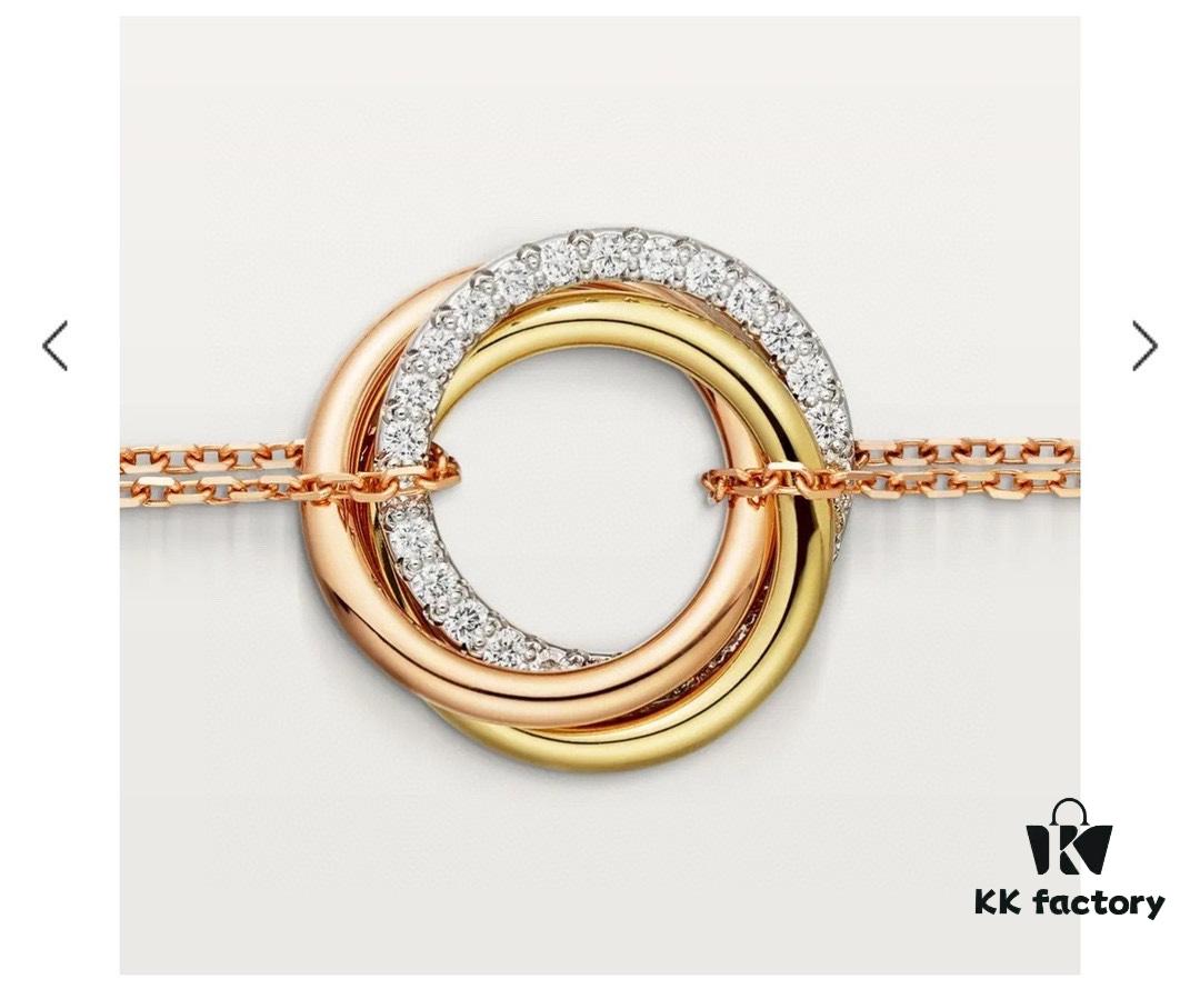 692fd28599f2d84055c8a216 Luxury Custom Cartier 2021 New Triple Ring Series Three-Color Half-Diamond Set in S925 Sterling Silver with Thick Gold Plating