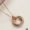 692fd28899f2d84055c8a21b Cartier Pink Diamond Tricolor Trinity Necklace, S925 Sterling Silver, Premium Craftsmanship with Logo, Angel Pendant, Adjustable Chain 45cm