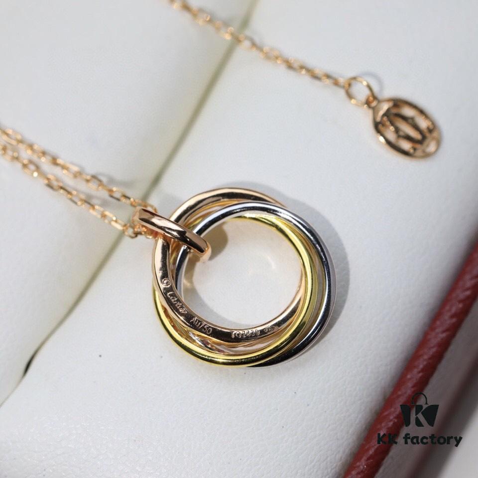 692fd28a99f2d84055c8a220 Cartier Pink Diamond Tricolor Trinity Necklace, S925 Sterling Silver, Premium Craftsmanship with Logo, Angel Pendant, Adjustable Chain 45cm