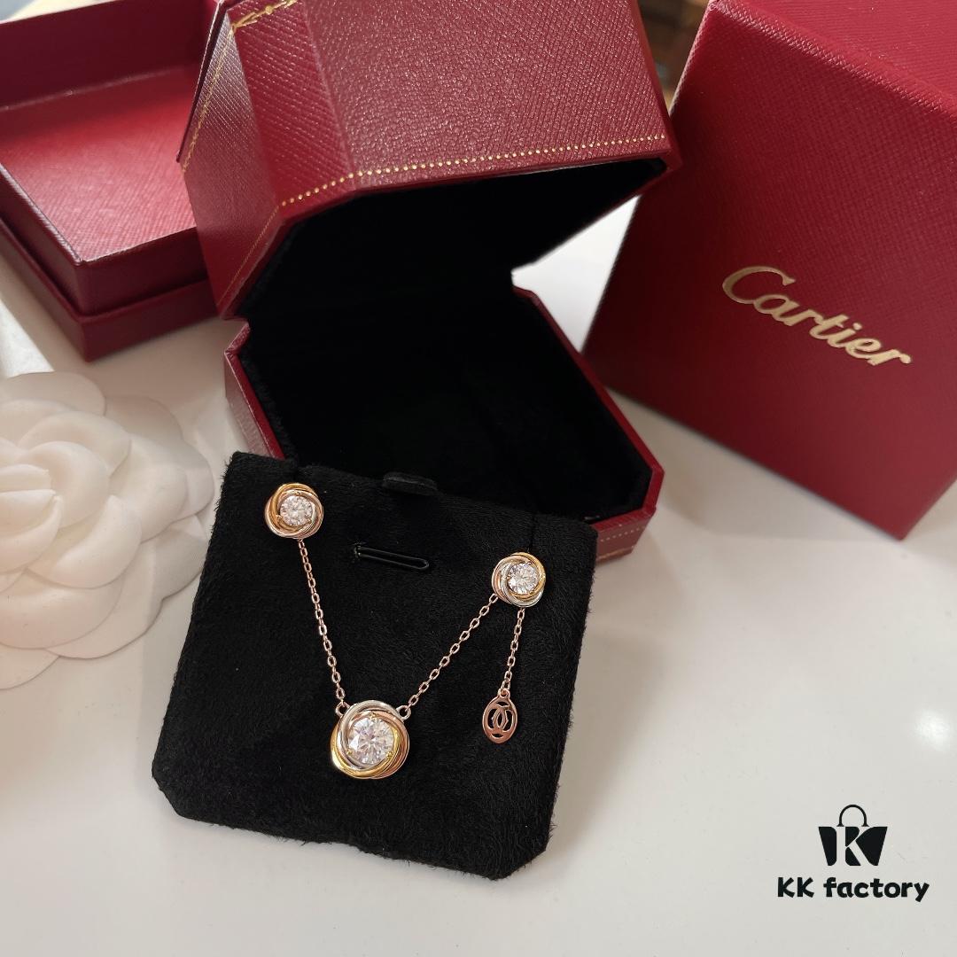 692fd28d99f2d84055c8a228 Cartier Trinity Three-Color Single Diamond Necklace and Stud Earrings, High-End Custom Jewelry with Precision Multi-Color Plating, Premium S925 Sterling Silver, Hypoallergenic and Fade-Resistant, Elegant Minimalist Design