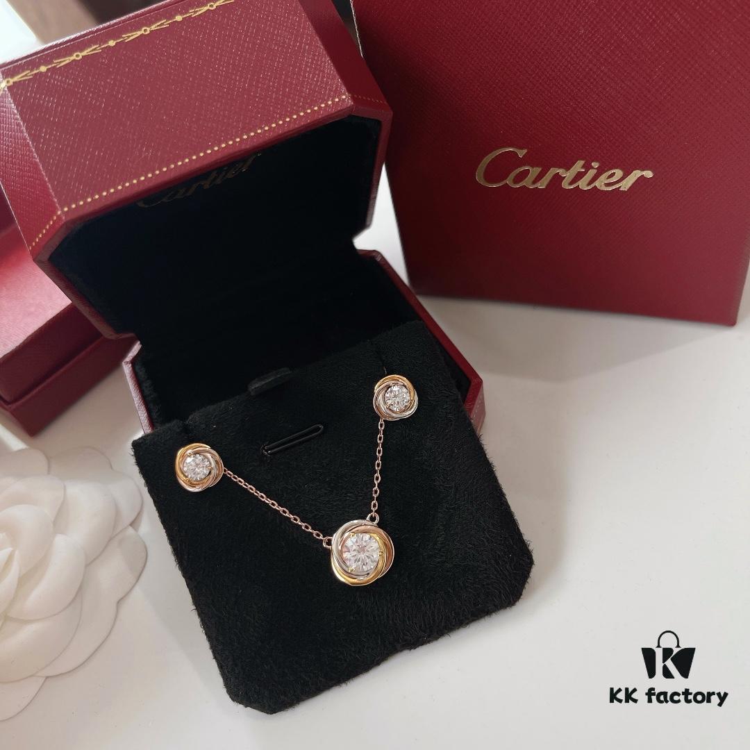 692fd28f99f2d84055c8a22a Cartier Trinity Three-Color Single Diamond Necklace and Stud Earrings, High-End Custom Jewelry with Precision Multi-Color Plating, Premium S925 Sterling Silver, Hypoallergenic and Fade-Resistant, Elegant Minimalist Design