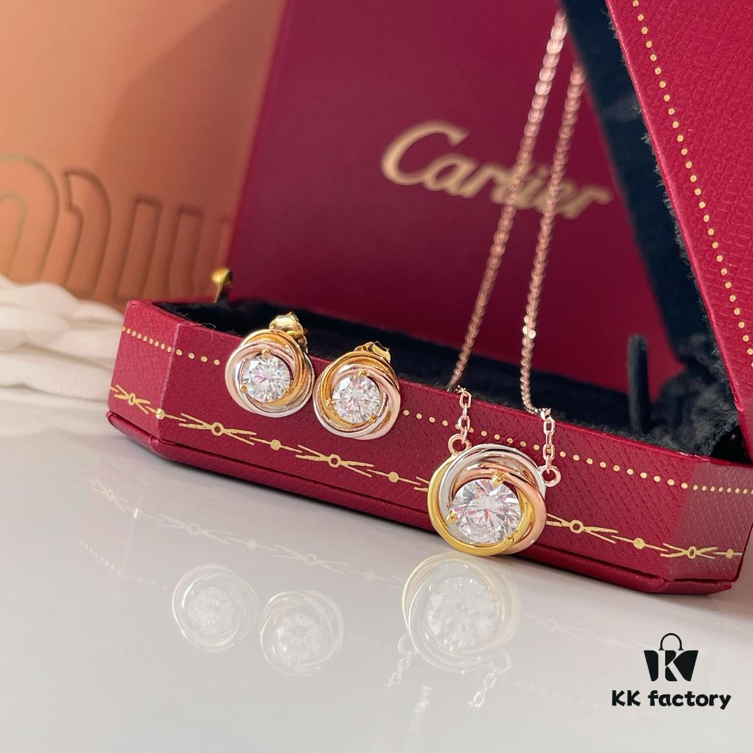 692fd28f99f2d84055c8a22b Cartier Trinity Three-Color Single Diamond Necklace and Stud Earrings, High-End Custom Jewelry with Precision Multi-Color Plating, Premium S925 Sterling Silver, Hypoallergenic and Fade-Resistant, Elegant Minimalist Design