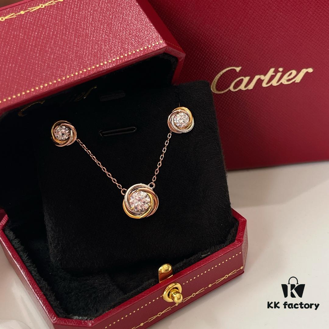 692fd29099f2d84055c8a22c Cartier Trinity Three-Color Single Diamond Necklace and Stud Earrings, High-End Custom Jewelry with Precision Multi-Color Plating, Premium S925 Sterling Silver, Hypoallergenic and Fade-Resistant, Elegant Minimalist Design