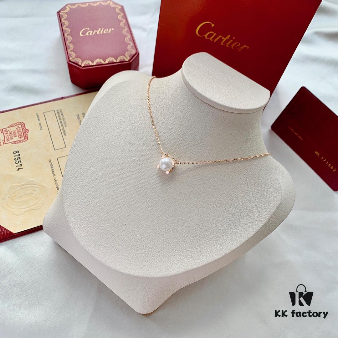 692fd2c199f2d84055c8a27e Cartier C de Cartier Pearl Necklace with Bull Head Design