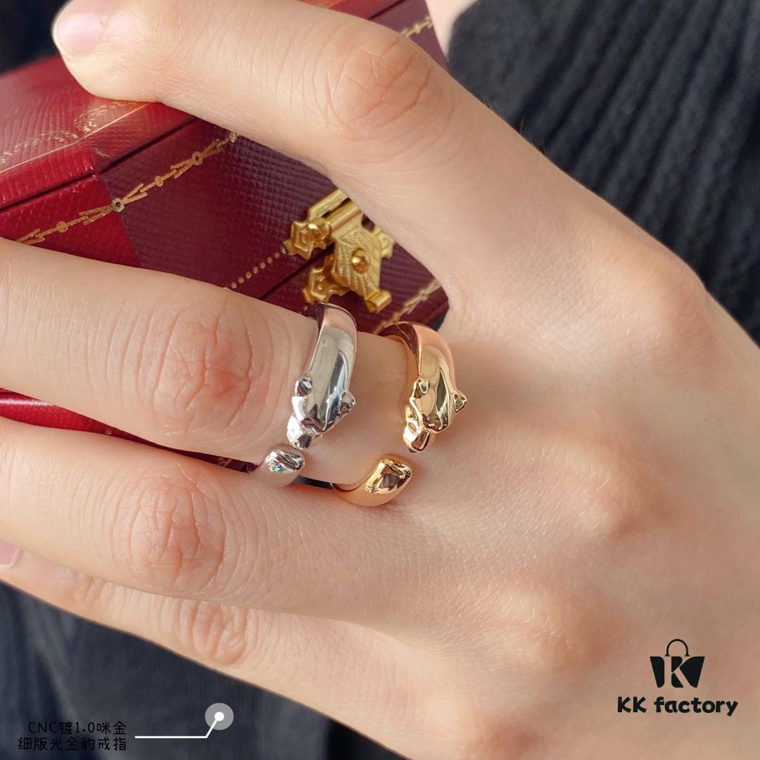 692fd2c899f2d84055c8a28e V Gold Plated Mimi Gold CNC Polished Cartier Thin Version Panther Ring, Sizes 5-6-7-8, Extra Thick and Powerful Design! Unisex Couple's Ring
